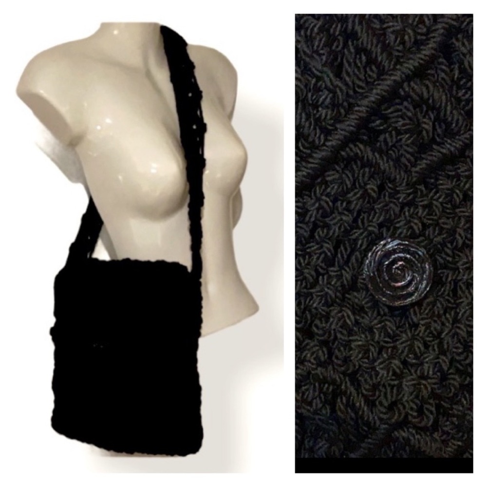 🆕 Black Macrame Purse (Large 10" x 9 1/2")